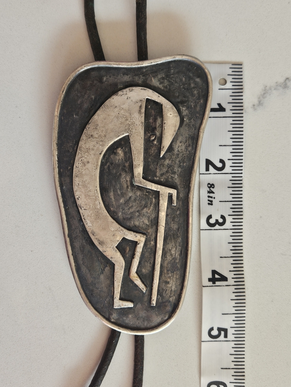 Massive Native American Navajo Silver Kokopelli Bolo Tie Modern Abstract MCM